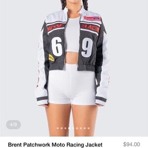 Finesse Black and White Racing Bomber Jacket